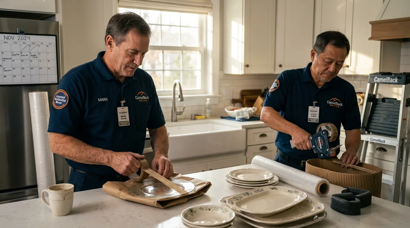 Professional crew packing kitchen dishware in Iuka, MS